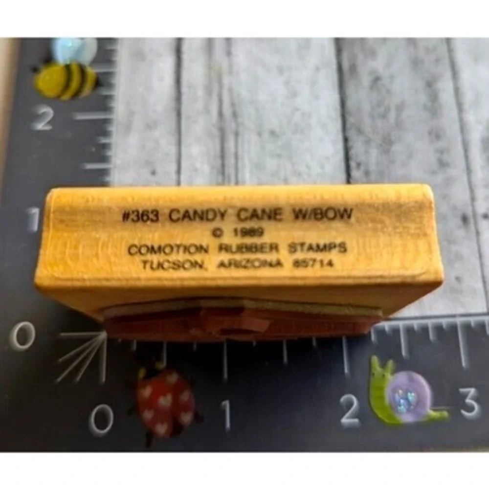 Comotion Candy Cane With Bow 363 1989 Rubber Stamp Wood #C66